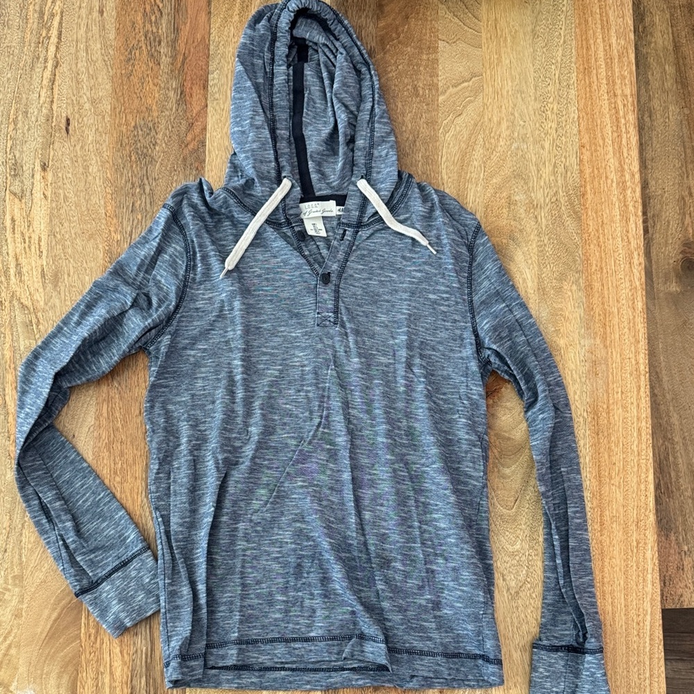 Men's Blue Hooded Henley Shirt